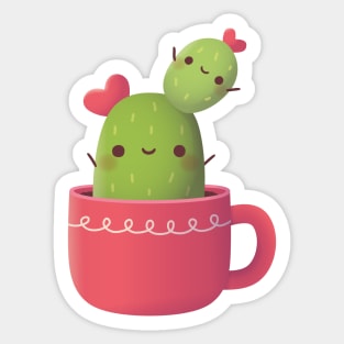 Cute Cactus Couple Stuck With Each Other Sticker